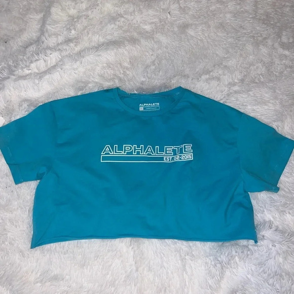 Alphalete Blue Cropped Lifestyle Graphic Tee size XL - Picture 2 of 4